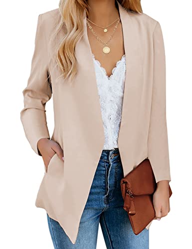 luvamia Women's Casual Long Sleeve Lapel Button Slim Work Office Blazer Jacket Womens Blazers for Work Casual Toasted Almond Size Xx-Large Size 20 Size 22