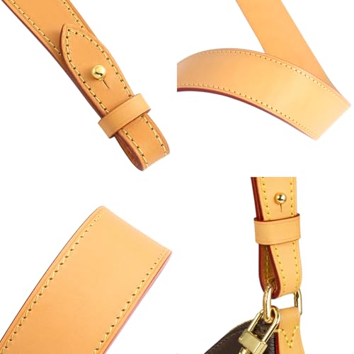 Image of Genuine Vachetta Leather Shoulder Bag Strap Replacement for Graceful Handbag(BEESWAX-Length:25.6in)