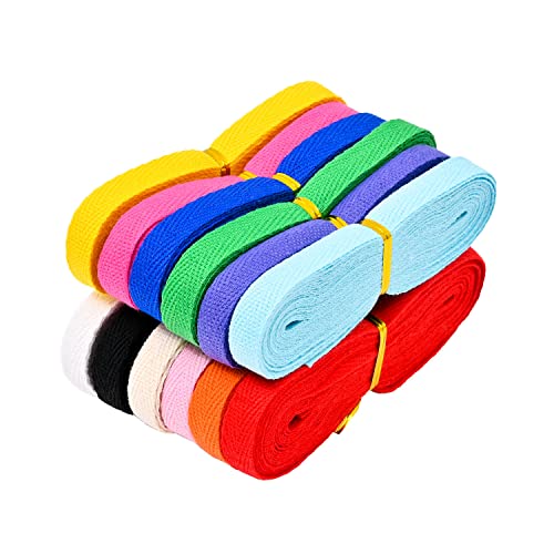 Cetornie Cinta de sarga natural de 12 colores de 60 yardas, cinta de cinta de cinta de espiga cinta de encuadernación de algodón para coser manualidades en el hogar