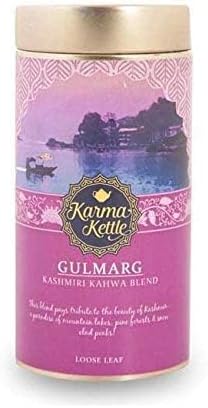 Gulmarg- Authentic Kashmiri Kahwa Tea, Green Tea with Almonds, Saffron, , Spices, Authentic, Best Selling Kahwa Blend, Loose Leaf 1.76 oz, Aromatherapy Tea, Tea, 20 Cups