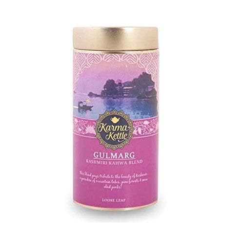 Gulmarg- Authentic Kashmiri Kahwa Tea, Green Tea with Almonds, Saffron, , Spices, Authentic, Best Selling Kahwa Blend, Loose Leaf 1.76 oz, Aromatherapy Tea, Tea, 20 Cups