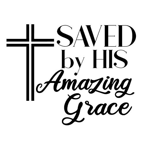 Creative Concept Ideas Saved by His Amazing Grace Cross CCI Decal Vinyl Sticker|Cars Trucks Vans Walls Laptop|Black|5.5 x 4.3 in|CCI2660
