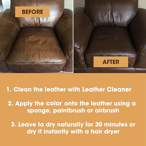 Image of Furniture Clinic Leather Repair Paint | 2-in-1 Seal and Color | Use on Scratches, Tears, and Holes in Car Seats, Furniture | Quick and Easy Leather Repair Kit for Furniture (Cream, 250ml / 8.5oz)
