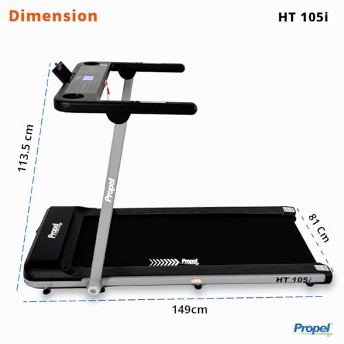 Image of Propel FitnessOne HT 105i Foldable Treadmill for Home | 5HP Peak Motor | 120kg Capacity | 1-12 km /h | Wide 1200x510mm Running Area | Bluetooth | FitShow App | LCD Display