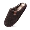 COFACE Unisex Mens Womens Cozy Memory Foam Scuff Slippers Casual Slip On Warm House Shoes Indoor/Outdoor Felt Sandal Slippers size 11 Brown