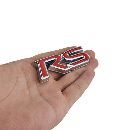 Image of Door Fender Tailgate Nameplate Emblems 3D Metal Badge Logo Letters Compatible with Rs R S 2PC (Silver Red)
