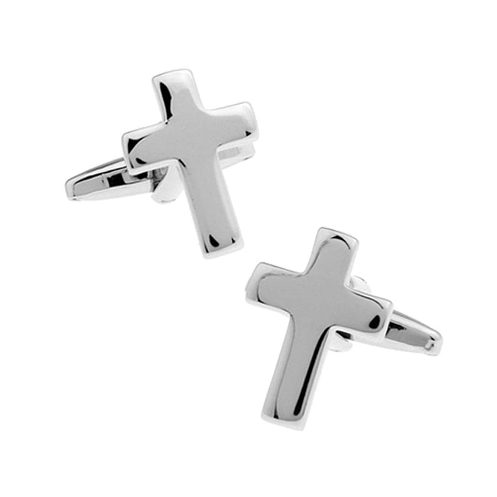elbme 1 Pairs High Polished Brass Cross Christian Cufflinks Mens Shirt Cuff Link Jewelry & Watches | Mens Jewelry | Cufflinks-picture-34