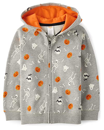 Gymboree Boys And Toddler Long Sleeve Zip Up Hoodie Sweatshirt, Halloween Heather Grey, 18-24 Months (3033872) #TOP7