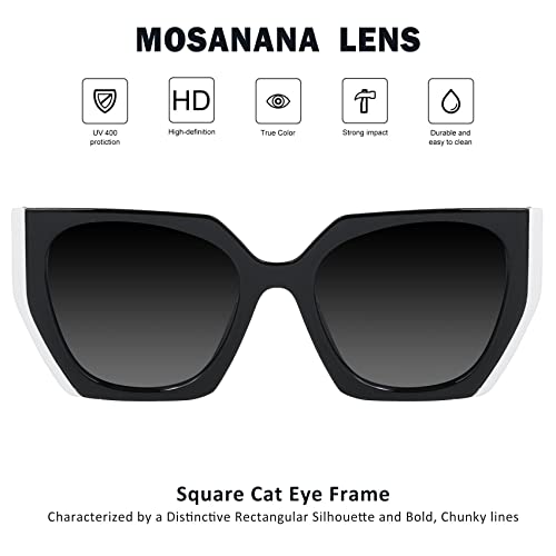 mosanana Square Cat Eye Sunglasses for Women Trendy Geometric Style Model-COCO2