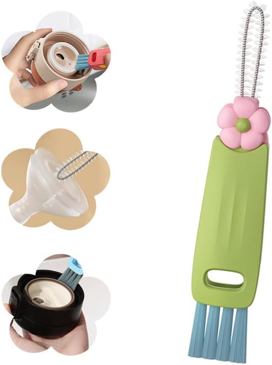 Moonboat Cepillo de limpieza de tapa de taza 3 en 1, nuevo juego de cepillos de limpieza de hendiduras portátil 2024 para biberones con espacios