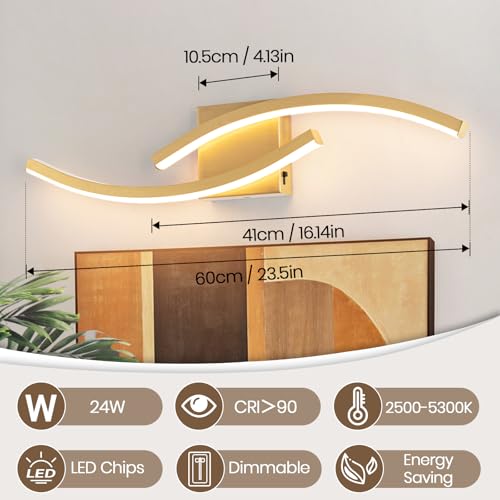 Image of 23.62 inch Vanity Light for Bathroom Lighting Fixtures Over Mirror Dimmable 5CCT Vanity Lighting Fixture Modern Bathroom Vanity Light Modern Wall lamp