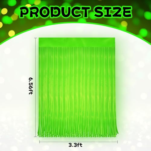 Image of 4 Pack Glow in The Dark Curtains Party Supplies 6.6 x 3.3 Ft Glow Tinsel Foil Fringe Curtains Colorful Photo Booth Prop Backdrop Streamer for Birthday Holiday Neon Party Decorations