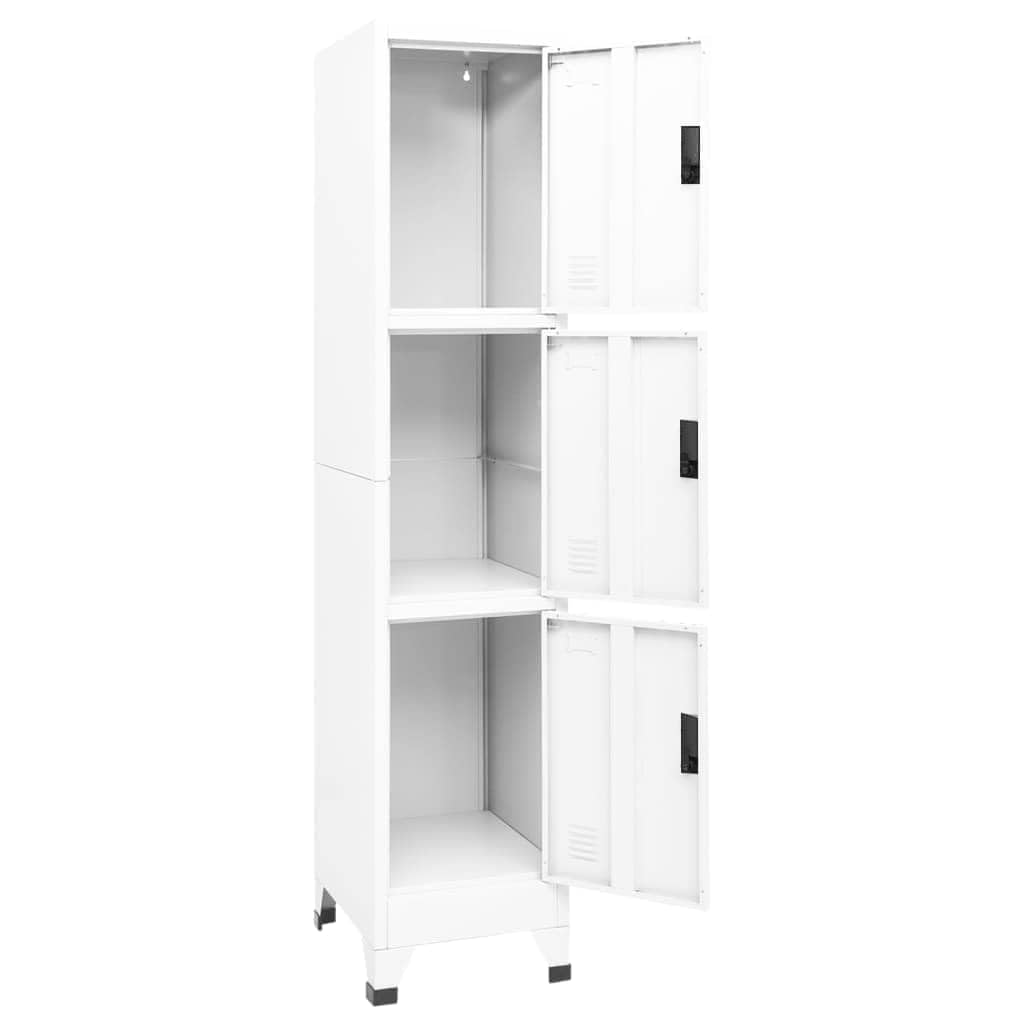 Spind Schrank, Aktenschrank Metall, Schrank Metall, Ordnerschrank, Schließfachschrank Weiß 38x45x180 cm Stahl #3