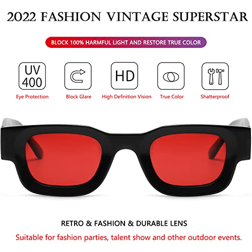 Image of AIEYEZO Modern Thick Rectangle Sunglasses for Women Men 90s Retro Chunky Square Polarized Sun Glasses UV400 Protection