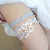 Braut Strumpfband Spitze Elastische Blaues Strumpfbänder Funkelnder Strumpfgürtel Sexy Oberschenkelring Oberschenkelbänder Valentinstagsgeschenk Brautaccessoire für Maskerade Cosplay Hochzeit,1 Paar