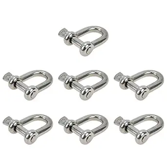 S SYDIEN 7pcs M8 5/16 Inch Stainless Steel D Ring Shackles Marine Grade Screw Pin Anchor Shackle