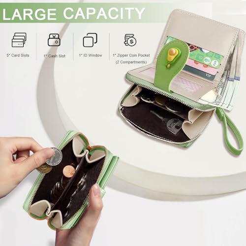 Image of Sunwel Fashion Girls Cutest Prints Wallet Card Slots Small Wallet with Zipper Coin Pouch Wallet for Women