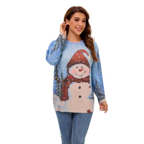 Image of Women's Oversized Graphic Print Knit Pullover Sweater
