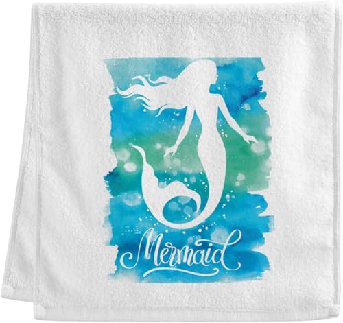 フェイスタオル ハンドタオル 人魚 綿101% ホワイト バスタオル 吸水 速乾 軽量 薄手 耐久性 抗菌防臭 プレゼント 1枚セット