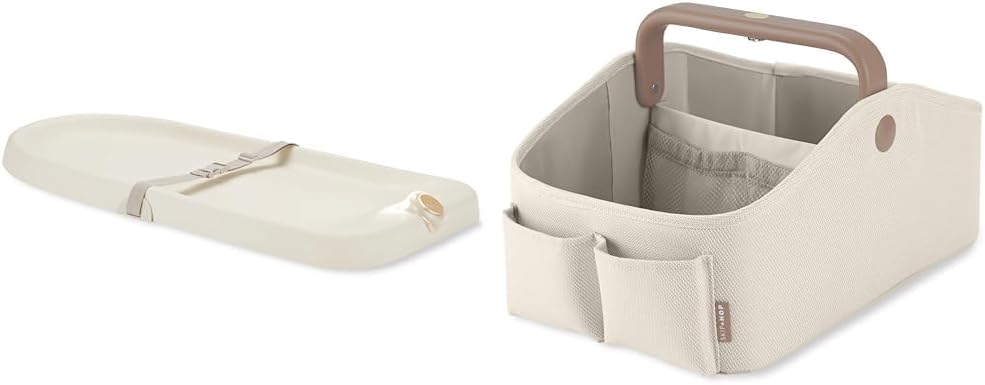 Light-Up Changing Pad Oat + Skip Hop Diaper Caddy Organizer with Touch Sensor Night Light Oat