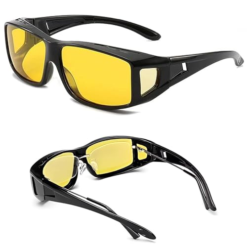 Image of 1Pc Fit Over OTG Yellow HD Vision UV Protection Day and Night Driving Bikes Car Anti-Glare Polarized Goggles Glasses Sunglasses Chashma Specs for Men Women Unisex