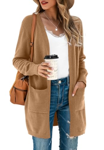 Image of TASAMO Cardigan Sweaters for Women Long Sleeve Open Front Casual Knit Fall Coat Oversized Soft Outwear with Pockets