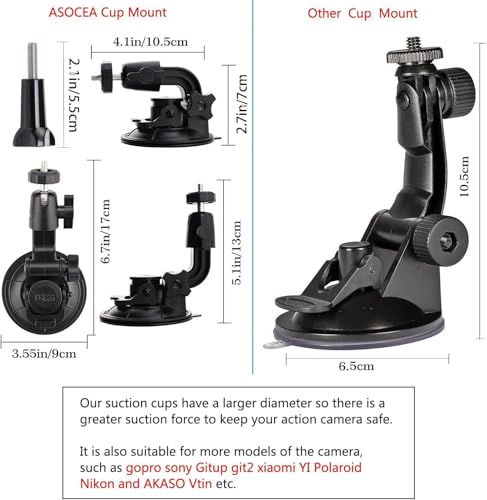 Image of Universal High Power Suction Cup Mount Holder Heavy Duty Mount for Go-Pro, Insta 360, SJCam & Mobile Fixing on Car Windshield & attaching Mini Photography Lights for Videography