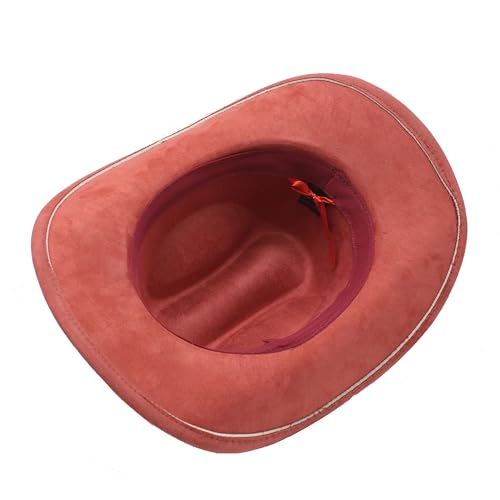 Image of Western Cowboy Hat for Women Men with Band Wide Brim Suede Cowboy Cowgirl Hat Western Style Hat