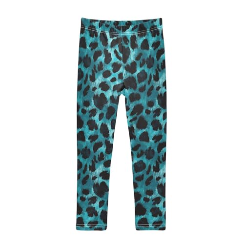 ALAZA Girls' Leggings Children's Yoga Pants Skinny Printed Dance Aqua Black Leopard Comfortable 4T