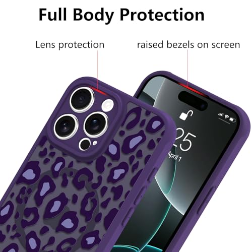 Image of KANGHAR Case for iPhone 16 Pro Max Purple Leopard Printed Pattern | Cute Cheetah [Compatible with Magsafe] Protective Magnetic Case for Girls Women 6.9 inch