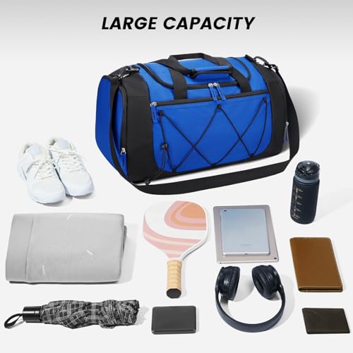 Image of Vorspack Gym Bag for Men - 21 Inches Duffle Bag for Travel Lightweight Duffel Bag with Shoe Compartment Personal Item Travel Bag Weekender Bag for Travel Sports Gym - Blue