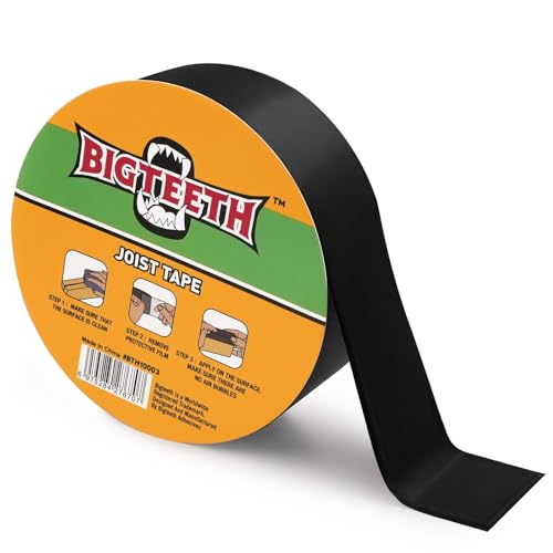 Image of BIGTEETH Butyl Joist Tape for Decking Waterproof 2 inch x 49 Feet | Deck Joist Tape, Self-adhensive Flashing Tape for Wood Anti-Corrosion,High temperature resistance, UV resistance