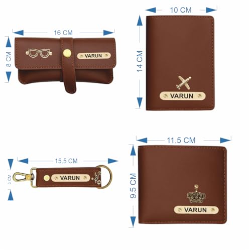 Image of YOUR GIFT STUDIO Customized Leather Men's Wallet Gift Hamper Set | Gift for Man | Gifts for Man | Wallet Accessories Combo Set for Husband Boyfriend Father | Birthday Gift for Men (Brown)