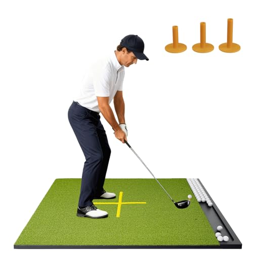 NABIYE Golf Hitting Mat with Standing Guide-Line 5x4ft, 31mm Thick, Built-in...