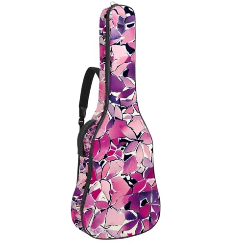 Housse guitare acoustique 109 cm à motif fleurs roses et sangles dos