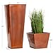 UltiTeque 28in Tall Metal Copper Square Planter Galvanized Steel Metal Planters for Indoor/Patio Deck Garden Entrance Planter