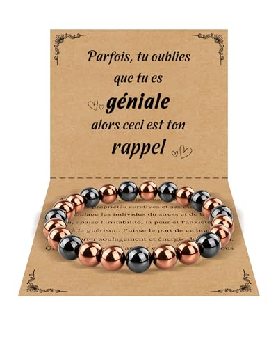 VGWON Bracelet Cuivre Femme, Bracelet Hematite Magnetique Femme
