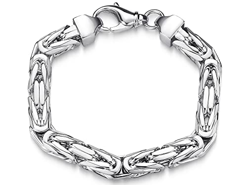 Silberketten Store Königsarmband 925 Silber Herren 10 mm Stärke I Männer Silberarmband mit Karabiner Verschluss I Armkette Herren vierkant hochglanz