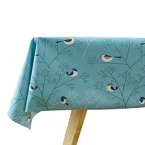 Plenmor Mantel de vinilo pesado para mesa rectangular de PVC fácil de limpiar, resistente al aceite, resistente a las manchas y al moho., vinilo pvc, Pájaros-2, 137x200 cm