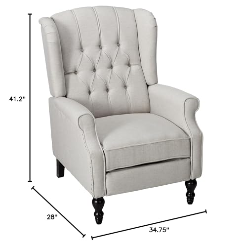 Christopher Knight Home Walter Fabric Recliner, Light Grey Dimensions: 34.75”D x 28.00”W x 41.25”H