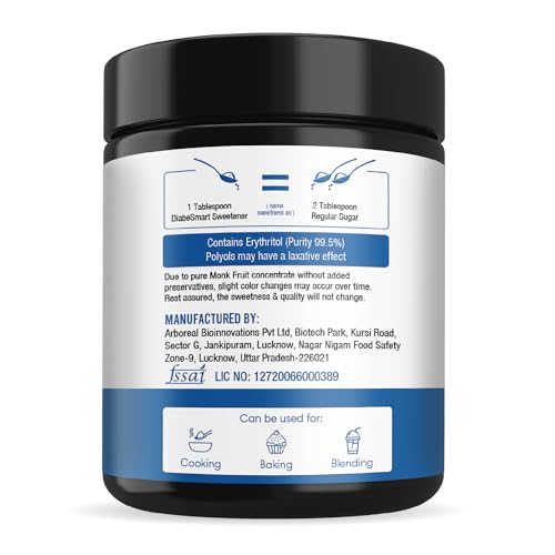Image of DiabeSmart Diabetic Sweetener (2 X 200G)| With Monkfruit And Natura Stevia Sugar Free Powder||No Maltodextrin, No Sucralose| Made For Diabetes| Zero Calories No Aftertaste Ultra Low Gi Diabetic Sugar