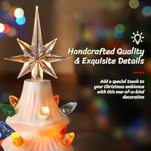 Lakumu 16.5" Table Top Christmas Tree, Hand Painted Resin Christmas Tree with Lights, Pre-lit Xmas Tree Decor Lighted Tabletop Decoration with Multicolored LED Bulbs, Ceramic-Like Finish Lakumu 165 Table Top Christmas Tree Hand Painted Resin Christmas Tree with Lights Pre lit Xmas Tree Decor Lighted Tabletop Decoration with Multicolored LED Bulbs Ceramic Like Finish