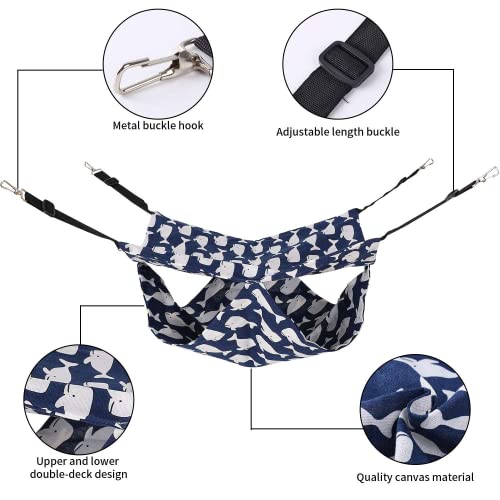 Mengbei Tribe Hanging Cat Hammock,Ferret Hammock,Comfortable And Durable Two-Layer Pet Hammock,Lanyard Length Adjustable,Suitable For A Variety Of Small Pets To Play(Blue,M/13.8 * 13.8 In) #TOP4