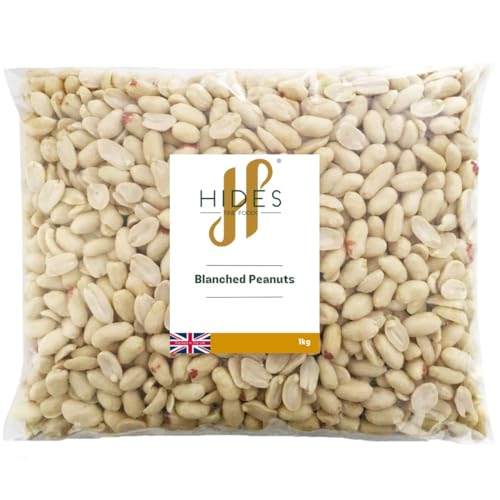 Hides Fine Foods - Blanched Peanuts - 1kg - GMO - Free - Suitable for Vegetarians - Cooking - Salads - Snacking - Desserts - Cakes - Cookies - Breakfast - Trail Mix