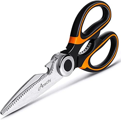 Anecity Heavy Duty Kitchen Scissors, Sharp Kitchen Scissors Multipurpose Utility Stainless Steel Scissor, Kitchen Shears for Chicken, Poultry, Fish, Meat, Vegetables, Herbs, BBQ, Bones, Flowers, Nuts
