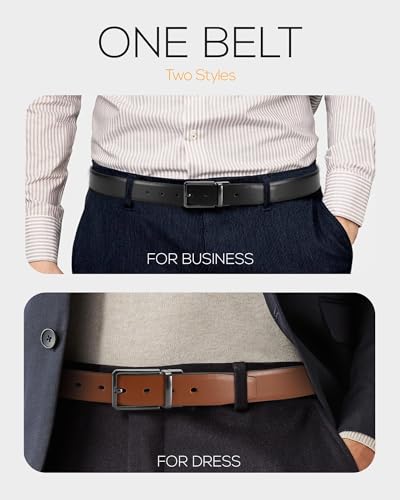 Reversible 1 3/8" Genuine Leather Belt Men Dress Pants Executive Classic2