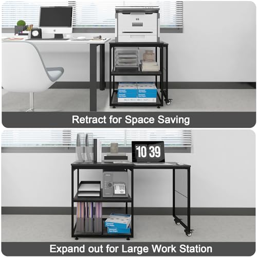Image of Natwind 24''x20'' Large Printer Stand,Extendable Home Craft Table,Black