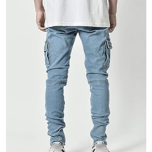 JEsilunmaMY Slim Fit Side Pockets Jeans for Men Stretch Skinny Denim Pencil Pants Distressed Casual Straight Leg Jean Pants2