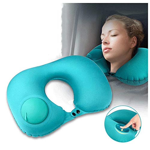 qisong Flocking press automatic inflatable pillow travel inflatable U-shaped neck pillow pillow