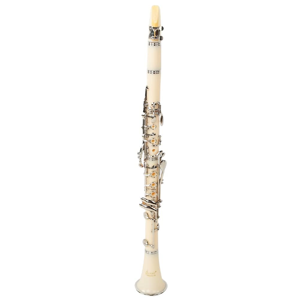 Alomejor Clarinetto a 17 Tasti con Tubo in Bachelite Premium Set di Pulsanti di Placcatura Aperture Precise per la Manutenzione (White)